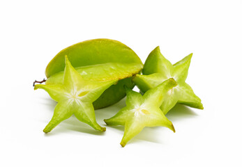 Fototapeta premium fresh Star fruit or carambola slices on white background
