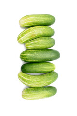 fresh green cucumber over on white background