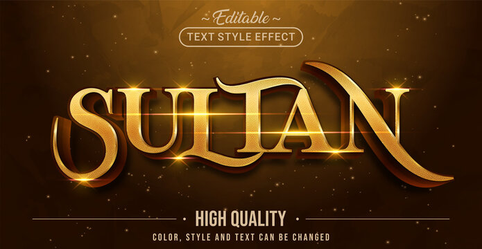 Editable text style effect - Golden Sultan text style theme.