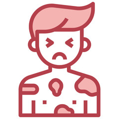 SKIN RASH red line icon,linear,outline,graphic,illustration