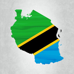 Tanzania map with flag