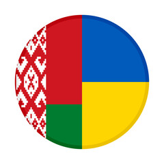 Fototapeta premium round icon with belarus and ukraine flags isolated on white background