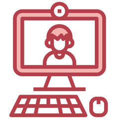 COMPUTER red line icon,linear,outline,graphic,illustration