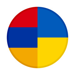 round icon with armenia and ukraine flags isolated on white background
