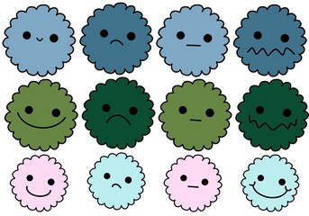 Set with cartoon cookies for stickers and kids and kitchen and kids and cards and shops and wrapping paper and packaging