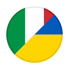 round icon with italy and ukraine flags isolated on white background