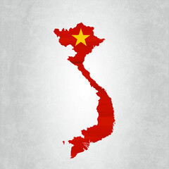 Vietnam map with flag