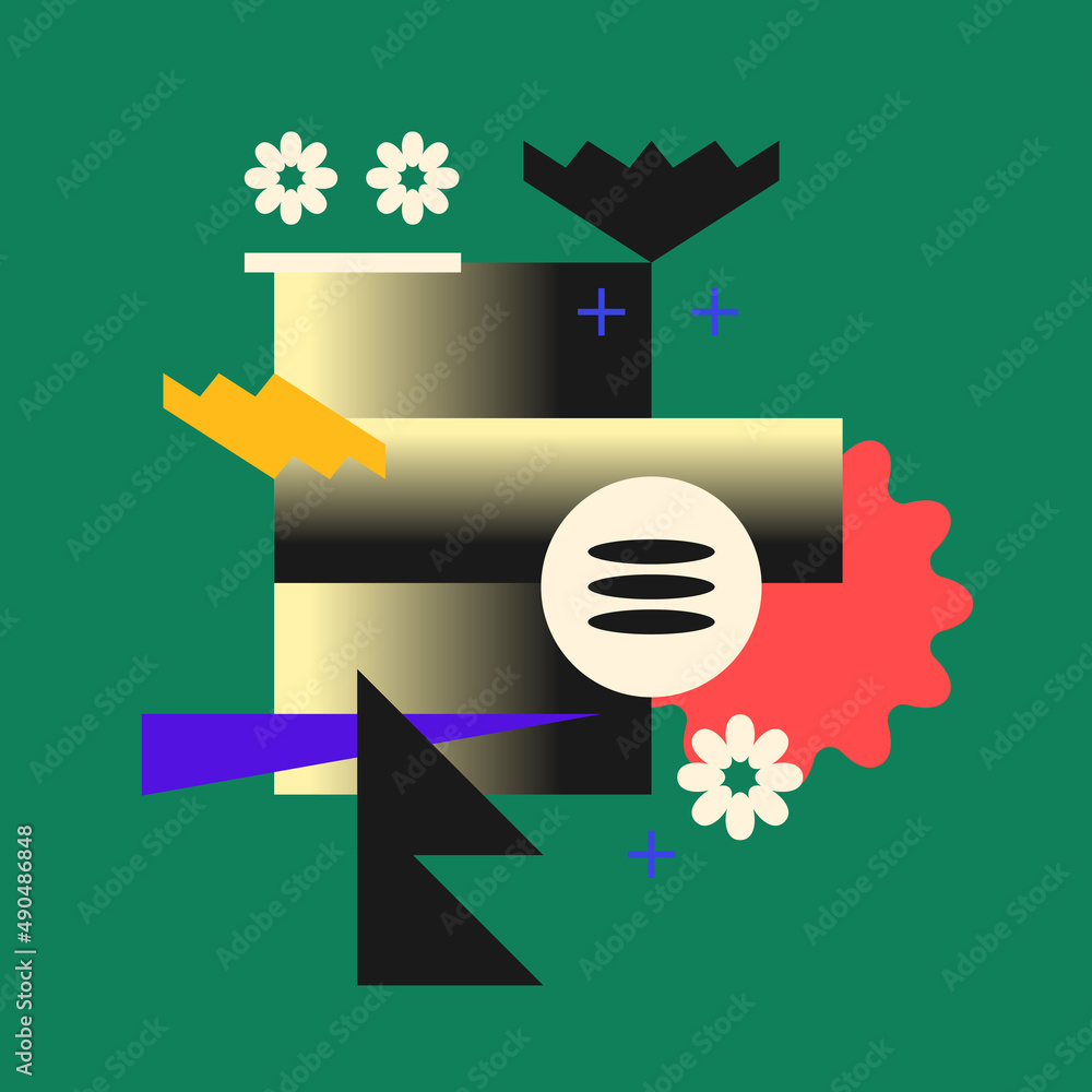 Poster modern geometric composition of various shapes. illustration for design. abstract background in the 