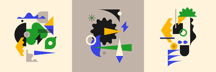 Abstract geometric background. Design poster with the flat figures. A stylish template for further creativity.