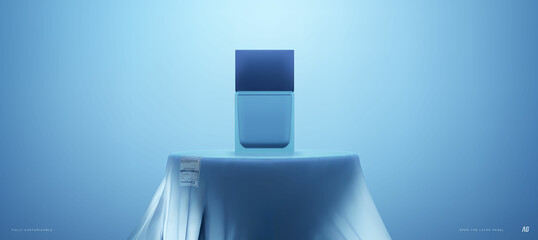 Soft blue realistic podium scene for product presentation mockup template vector
