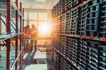 A special team of geologists who study rocks in industry using modern machines.Selective focus 