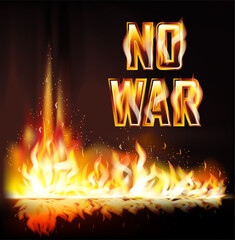 No War fire banner, vector illustration