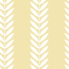 Botanical vector seamless pattern. Simple scandinavian floral design. Vertical stripes with leaves, nature inspired pastel toned print for fabric, wallpaper, wrapping paper and stationery