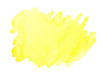 Abstract vibrant yellow watercolor on white background.