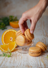Macaroons with orange and caramel