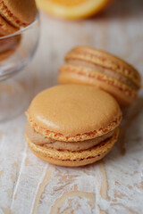 Macaroons with orange and caramel