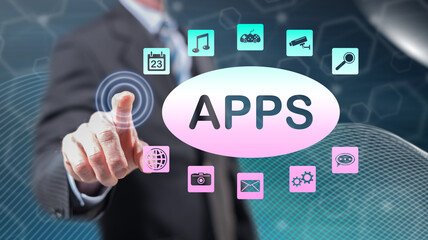 Man touching an apps concept