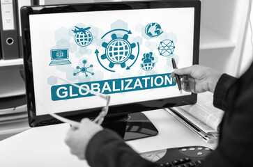 Globalization concept on a computer monitor