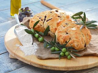 homemade olive bread - obrazy, fototapety, plakaty