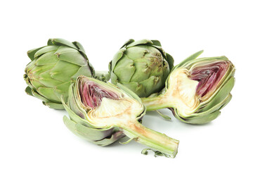 Fototapeta premium Fresh raw artichoke isolated on white background