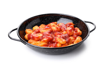 Bowl with gnocchi isolated on white background