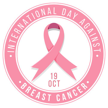 International Day Against Breast Cancer banner with pink ribbon symbol