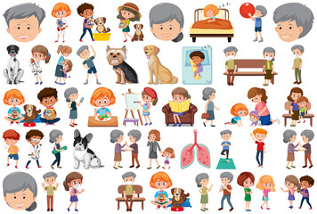 Fototapeta premium Set of different activities people in cartoon style