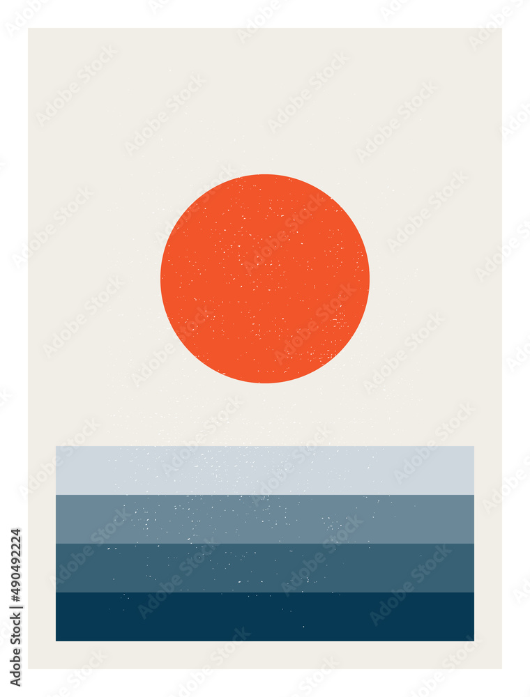 Aufkleber abstract sunrise or sunset wall art poster. modern artwork in scandinavian nordic style . inspired b