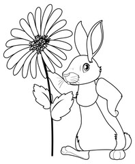 Rabbit doodle outline for colouring