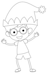 A boy doodle outline for colouring