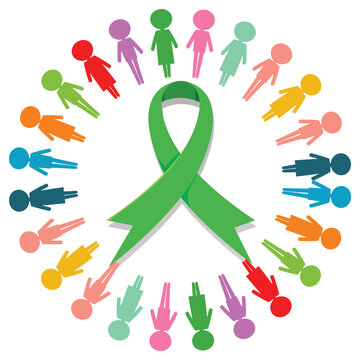 Human symbols surrounding the green ribbon