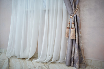 Luxury expensive curtain with pick-up. home decor