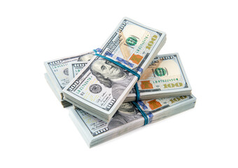 New design dollar bundles isolated on white background.