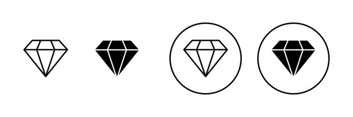 Diamond icons set. diamond gems sign and symbol