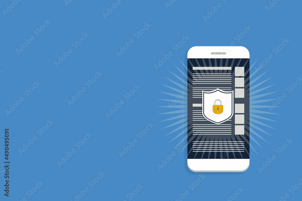 Aufkleber internet network security. safe browsing on mobile phone. vector illustration.
