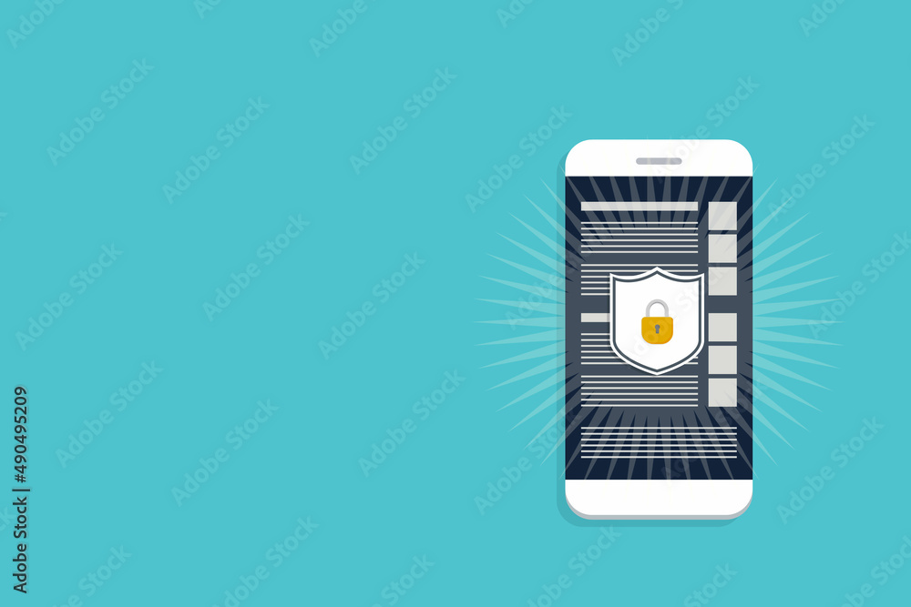 Aufkleber internet network security. safe browsing on mobile phone. vector illustration.