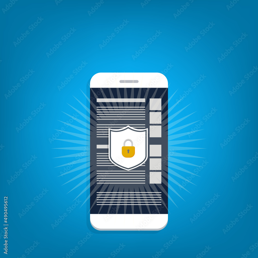 Poster internet network security. safe browsing on mobile phone.
