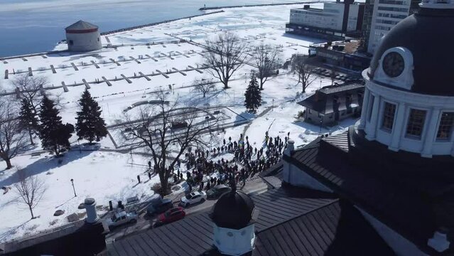 spiritual groups gathered in Kingston Ontario to offer Prayers for Peace in light of the incursions in Ukraine