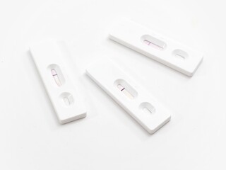 Photo of Antigen test kit (ATK) for examine covid-19 on white background