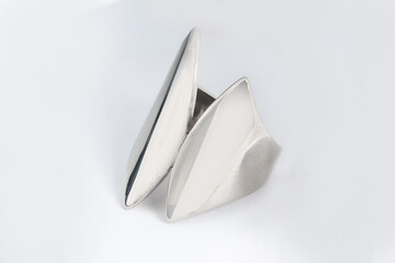 Silver minimalism diamond ring isolated on white background