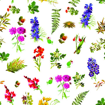 Beautiful repeated Seamless flower garden theme pattern with another floral, botanical and leaf image assets, fall, t-shirts, texture perfect for mugs, fabrics, packaging, POD etc free Vector
