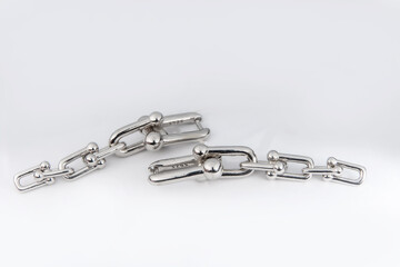 Obraz premium Luxury silver round earrings big jewelry for women isolated on white background, clipping path included