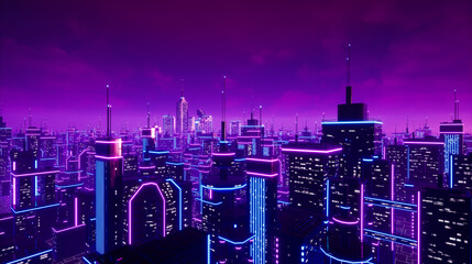 Metaverse city and cyberpunk concept, 3d render - obrazy, fototapety, plakaty