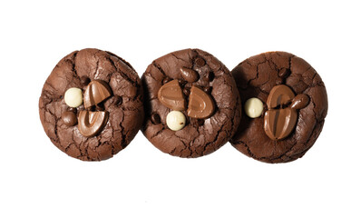 three  chocolate chip cookies