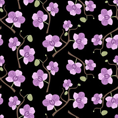 Vector - orchid flowers, seamless pattern.