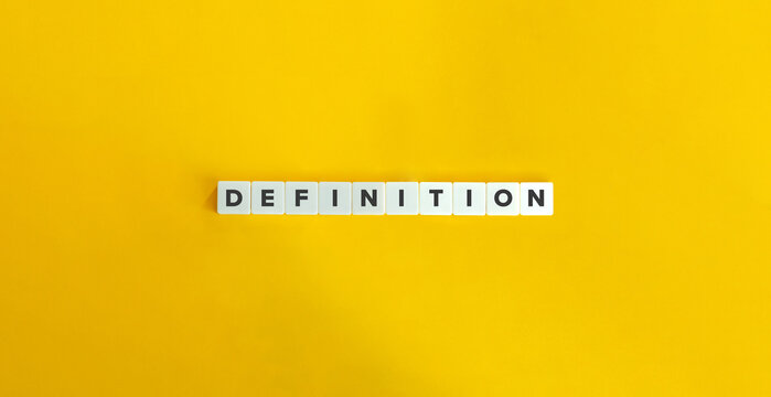 Definition Word on Letter Tiles on Yellow Background. Minimal Aesthetics.