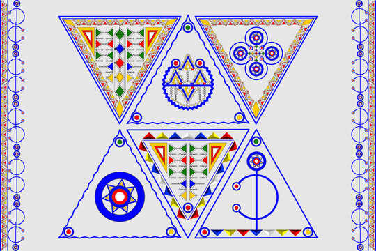 Poster Tazerzit Pattern Vector Illustration. The Symbol of Moroccan Berber Jewelry. Amazigh culture fibula. north african culture. 