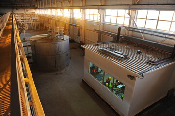 East Kazakhstan region, Kazakhstan - 12.02.2015 : Technical hall with equipment at the enterprise...
