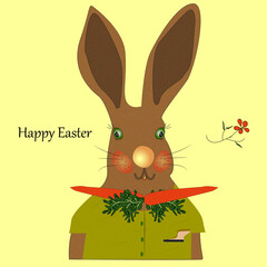 easter bunny happy easter carrot hare card rabbit