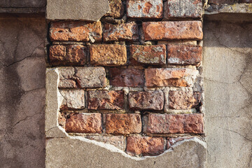 Close up on an old brick wall